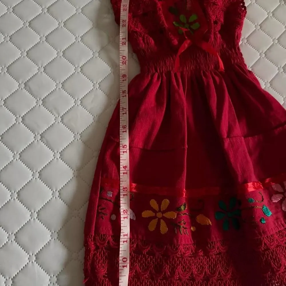 Mexicans toddler Red and Burgundy Dress